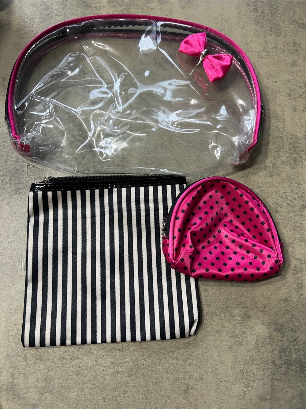 Woman 3-Piece Pink & Black make up bag set
